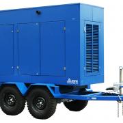 Дизельный генератор ТСС ЭД 450-Т400 с АВР в погодозащитном кожухе на прицепе