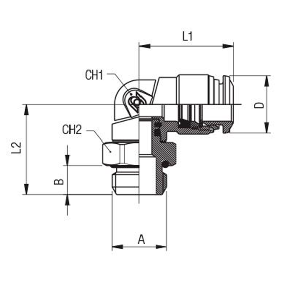 Фитинг цанговый L-образный Aignep 5711600009 под трубку Ø6 с наружной резьбой G1/4"