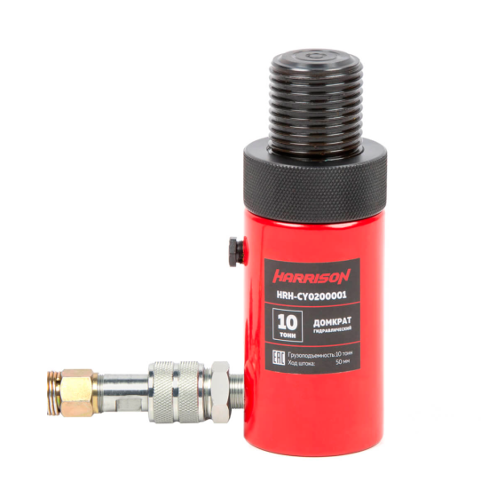 Домкрат гидравлический, однополостной, с фиксирующей гайкой 10 т, ход 50 мм [HRH-CY0200001]