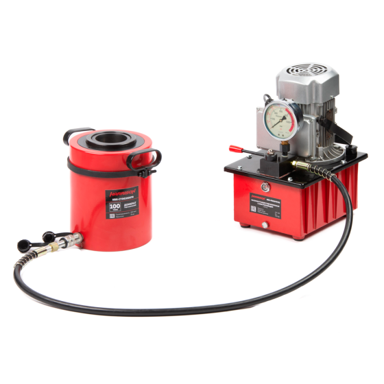 Домкрат гидравлический с полым штоком, однополостной 100 т, ход 75 м [HRH-CY06100070]