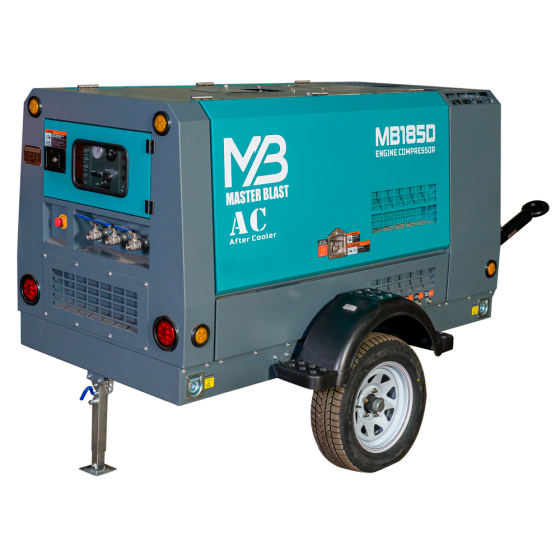 Винтовой дизельный компрессор Master Blast MB-185D-7+AC с осушителем, на шасси